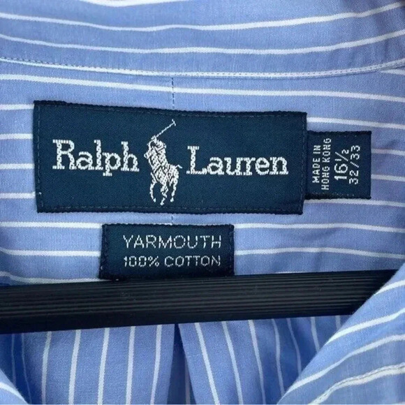 Ralph Lauren Shirt Button Down Long Sleeve Mens Size 16.5 blue 0007 - Picture 2 of 8
